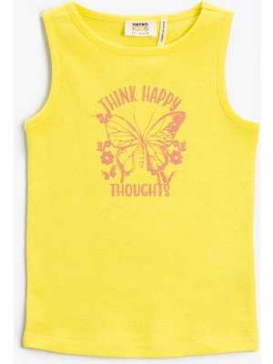 Koton Baskılı Crop Atlet Bisiklet Yaka Pamuklu