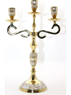 Hayat Store Pirinç Sedefli 3'lü Şamdan 18912