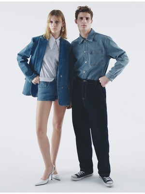 Koton Mini Kot Şort Beli Katlamalı Farklı Kumaş Detaylı Esnek Pamuklu Cepli