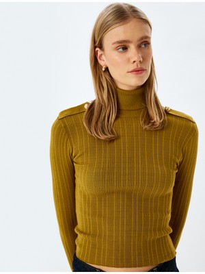 Koton Apolet Detaylı Balıkçı Yaka Uzun Kollu Triko Kazak