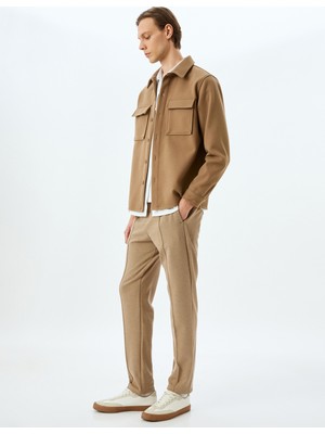 Koton Beli Bağcıklı Viskon Karışımlı Cepli Dikiş Detaylı Chino Eşofman Pantolon