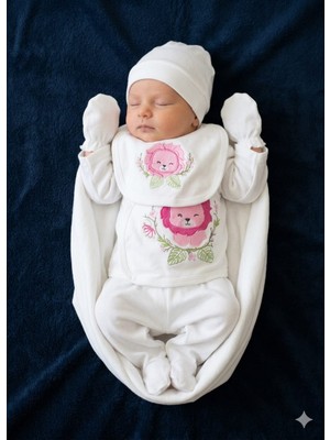 Gürcan Bebe Aslan Baskılı Yeni Doğan Beşli Kız Zıbın Takım