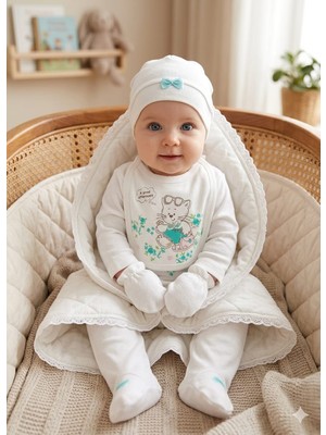 Gürcan Bebe Yeni Doğan Kedi Baskılı Beşli Zıbıntakım