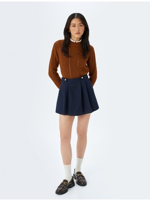 Koton Uzun Kollu Bisiklet Yaka Geometrik Dokulu Örgü Kazak