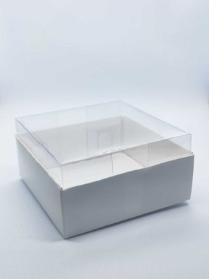 PremiumPort 9X9X4 Asetat Kapaklı Kutu 50 Adet, Içten Kapaklı, Şeffaf ve Kullanışlı