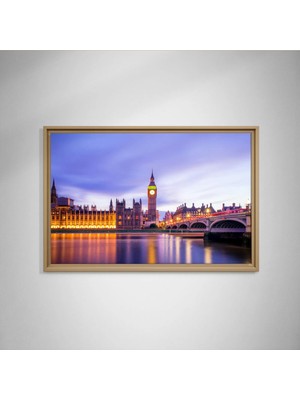Ahsenico Londra – Tarihin Asaleti ile Modern Ritmin Buluşması-Çerçeveli Tablo(Natural Meşe)