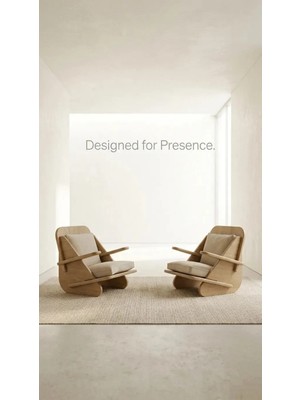 Praktura STYLISH 2 Adet Berjer, Krem Keten Sünger, Doğal Ahşap Tekli 2 Adet Koltuk