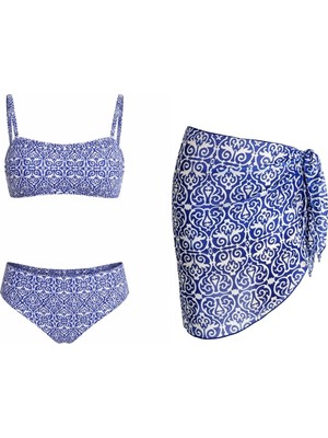 Sailor Moda Straplez Kısa Pareolu Bikini Takım