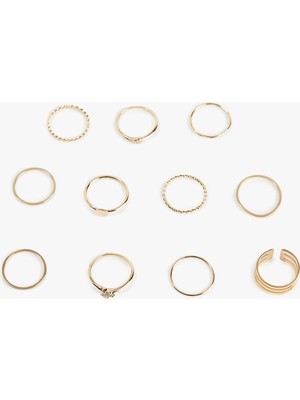 Koton Taş Detaylı 11'li Çelik Yüzük Seti