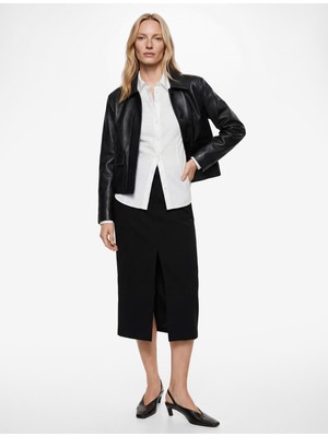 Koton Cep Detaylı Normal Bel Fermuarlı Midi Kalem Etek