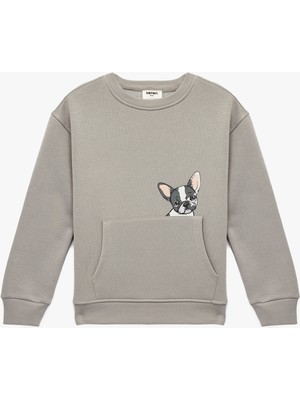 Koton Uzun Kollu Pamuklu Köpek Baskılı Şardonlu Kapşonlu  Sweatshirt