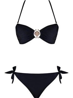 Sailor Moda Aksesuarlı Bağcıklı Straplez Bikini Takım