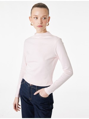 Koton Slim Fit Pamuklu Uzun Kollu Hafif Dik Yaka Bluz
