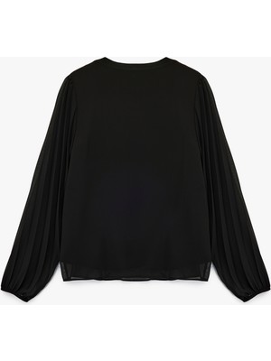 Koton Uzun Kollu Bisiklet Yaka Şifon Bluz