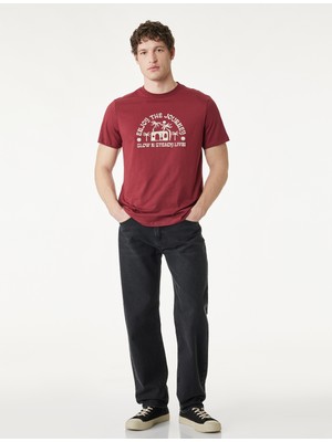 Koton Regular Fit Kısa Kollu Bisiklet Yaka Pamuklu Baskılı Tişört