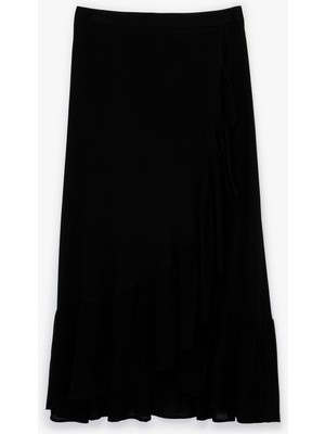 Koton Viskon Crinkle Kumaş Midi Etek