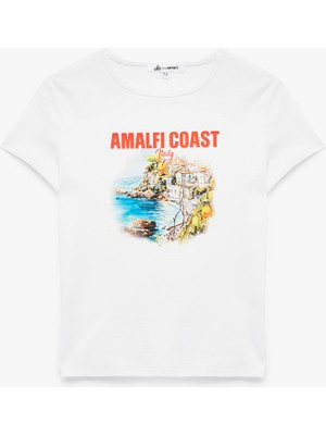 Koton Slim Fit Kısa Kollu Bisiklet Yaka Baskılı Tişört