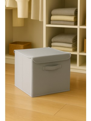 PremiumPort Katlanabilir Gri Dolap Içi Saklama Kutusu 30X30X30CM