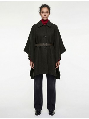 Koton Pelerin Kaban Kemerli Oversize Kaşe