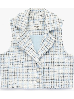 Koton Kruvaze Yaka Kolsuz Inci Düğmeli Tüvit Yelek