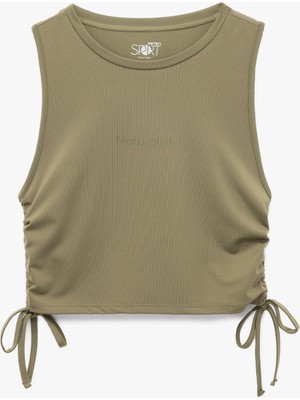 Koton Slim Fit Kolsuz Bisiklet Yaka Crop Spor Atlet