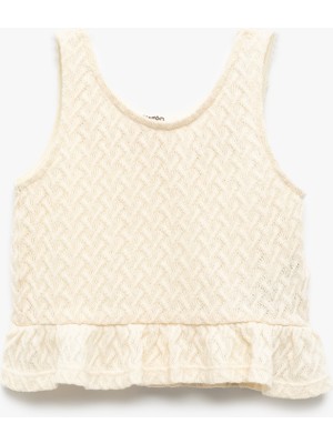 Koton Pamuklu Bisiklet Yaka Fırfırlı Askılı Atlet