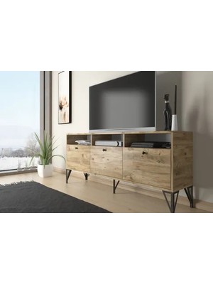 Vivense Rhea Tv Ünitesi, Atlantik Çam Siyah, 160 cm