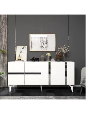 Vivense Vannia Konsol, 4 Kapaklı, Beyaz Gümüş