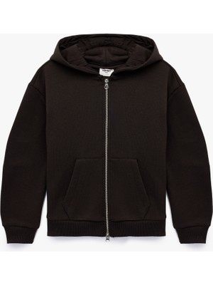 Koton Uzun Kollu Cepli Basic Fermuarlı Şardonlu Kapşonlu  Sweatshirt