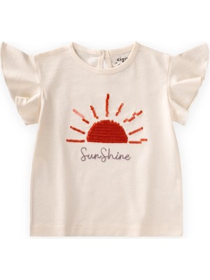 Cigit Pullu T-Shirt 1-10 Yaş Ekru