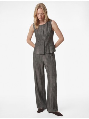 Koton Kolsuz Bisiklet Yaka Keten Karışımlı Bluz