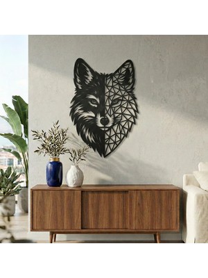 Bezos Geometrik Kurt Duvar Tablosu Mdf Lazer Kesim Modern Duvar Süsü Minimal Hayvan Figürlü Dekor