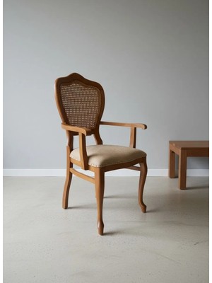 Kleinhaus Furniture Lilia Kollu Ahşap Sandalye, Hazeranlı Ahşap Yemek Sandalyesi, Klasik Tasarım