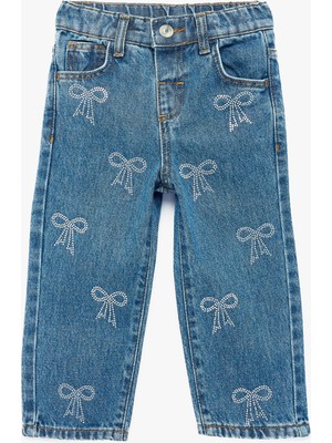 Koton Pamuklu Yüksek Bel Fiyonk Detaylı Denim Pantolon