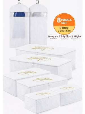 PremiumPort 8 Parça Çok Amaçlı Saklama Seti, Organizatör ve Elbise Kılıfı Seti