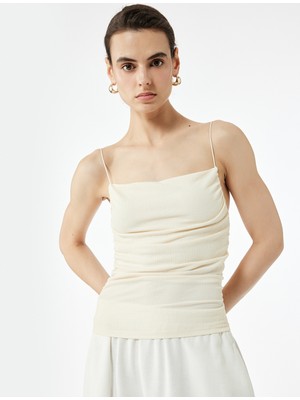 Koton Bürümcük Dokulu Büzgülü Ip Askılı Bluz