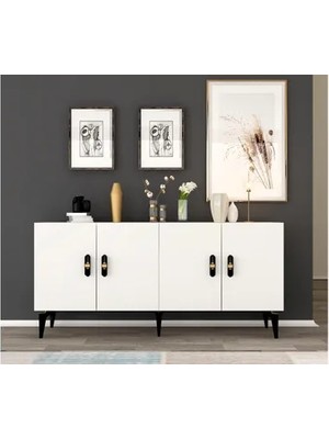 Vivense Pluss Konsol, 4 Kapaklı, Beyaz