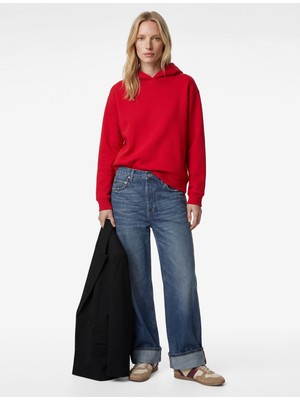 Koton Üç Iplik Şardonlu Uzun Kollu Kapüşonlu Basic Sweatshirt