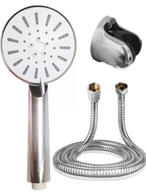 Esranın Dünyası Krem Duş Başlığı Seti 4 Kademeli El Duşu Spiral Hortumlu Banyo Seti RSHPS34-ESRDNS