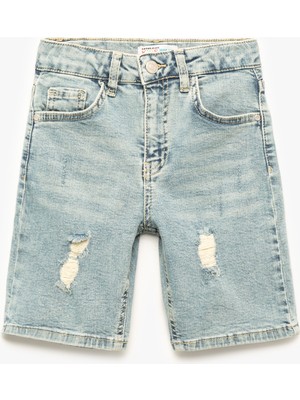 Koton Pamuklu Düğmeli Denim Şort