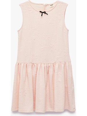 Koton Bisiklet Yaka Floral Dokulu Fiyonk Detaylı A Kesim Fırfırlı Kolsuz Elbise