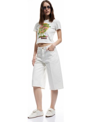 Koton Normal Bel Pamuklu Düz Paça Denim Şort - Straight Fit Jean