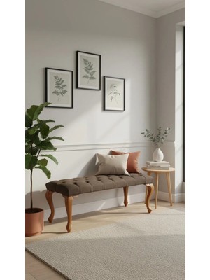 Kleinhaus Furniture Lükens Ayaklı Ahşap Bench, Klasik Tasarım, Konforlu Oturum (Değiştirilebilir Renk ve Kumaş)