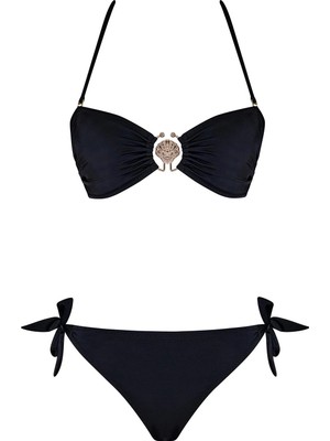 Sailor Moda Aksesuarlı Bağcıklı Straplez Bikini Takım