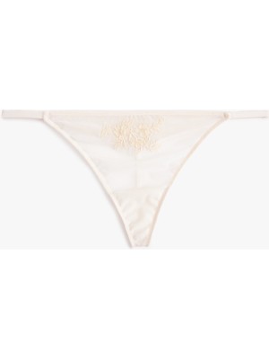 Koton Nakış Detaylı Transparan Tül Dantelli String Külot