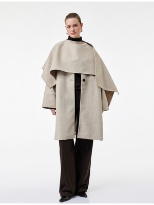 Koton Atkılı Oversize Kaban Kaşe Uzun Kollu Düğmeli Cepli