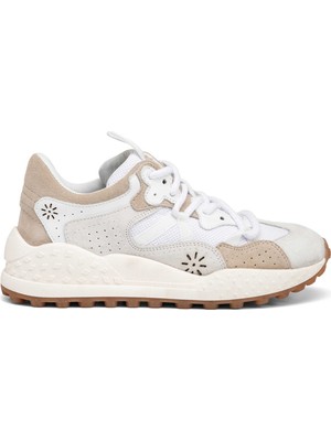 Tergan Beyaz Deri-Tekstil Kadın Sneaker - K25I1AY67897-T72