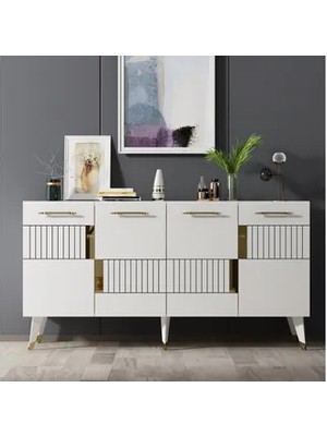 Vivense Modda Konsol, 4 Kapaklı, Beyaz Altın