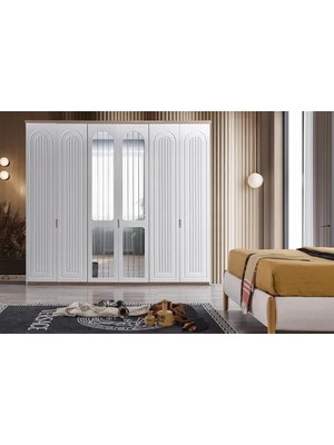 Vivense Boerno Gardırop, 6 Kapaklı, Aynalı