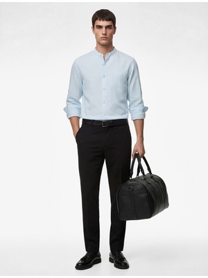 Koton Regular Fit Uzun Kollu Düğmeli Hakim Yaka Keten Gömlek